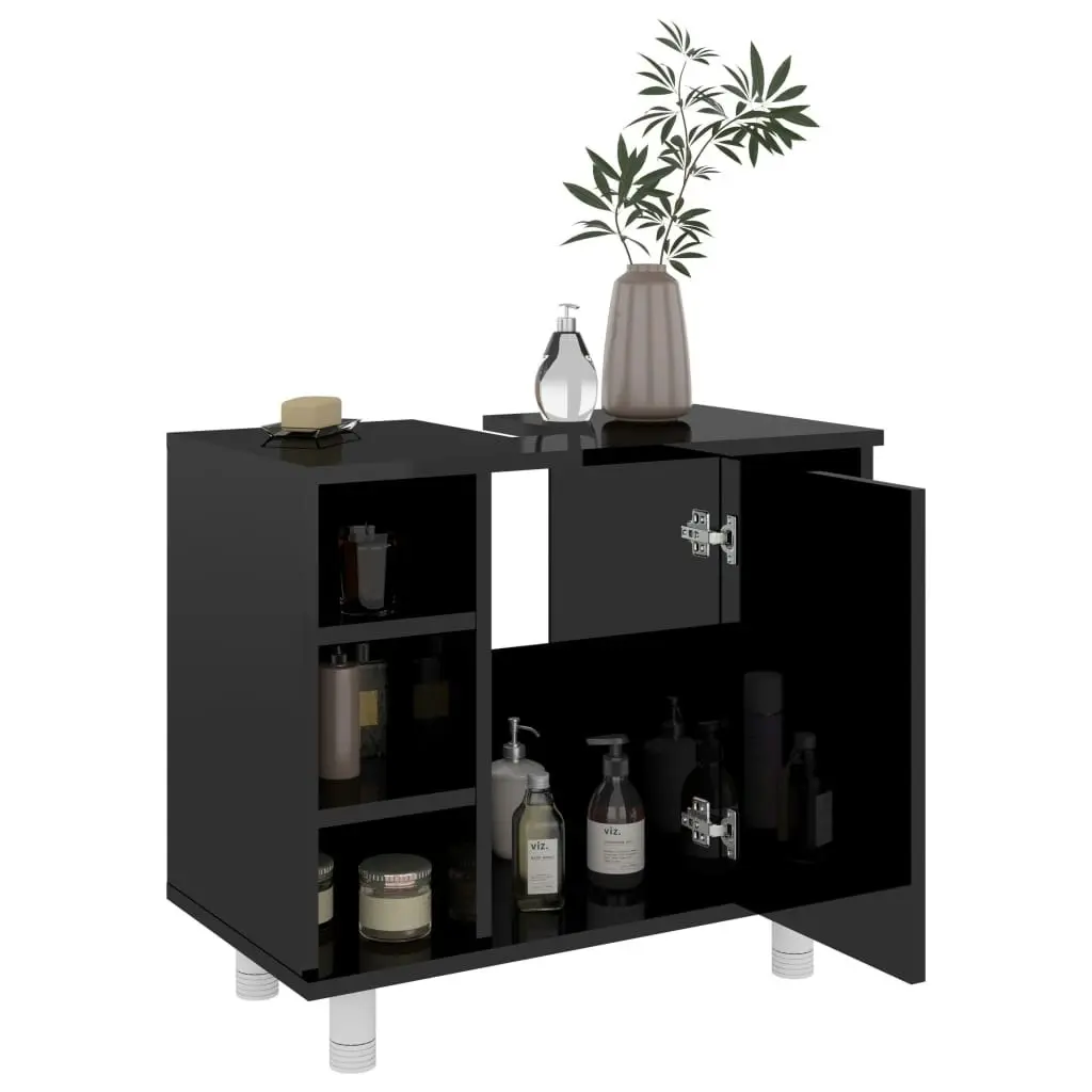 Bathroom Cabinet High Gloss Black 60x32x53.5 cm Engineered Wood 802640