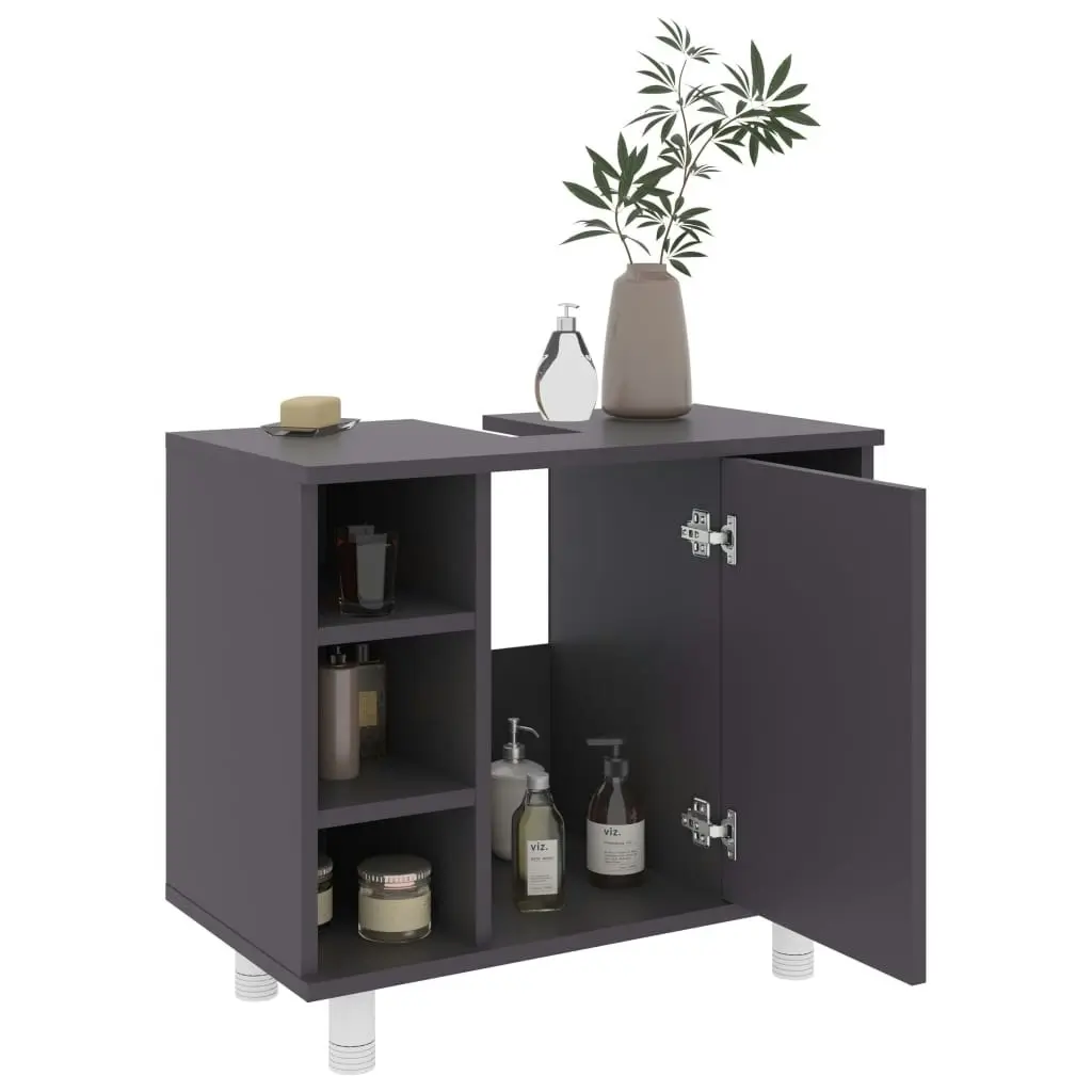 Bathroom Cabinet Grey 60x32x53.5 cm Engineered Wood 802635