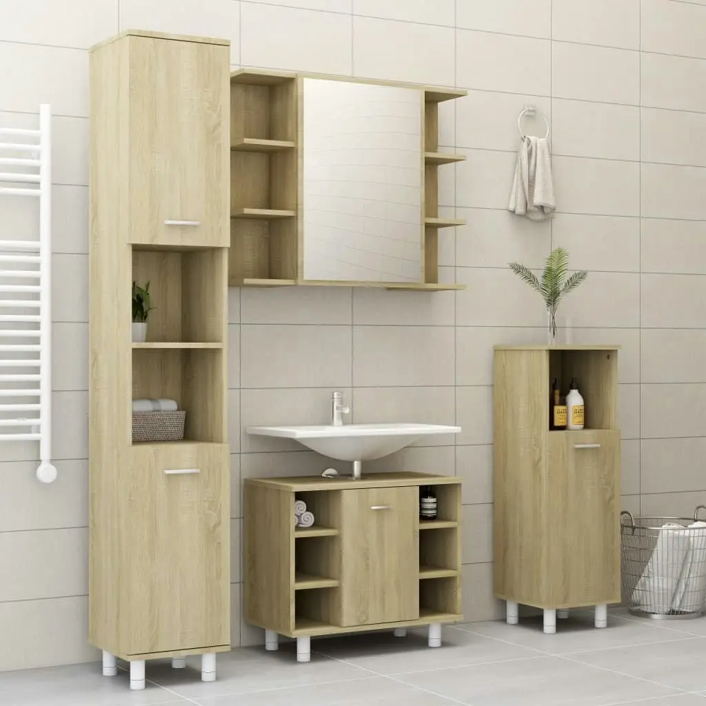 Bathroom Cabinet Sonoma Oak 30x30x95 cm Engineered Wood 802618