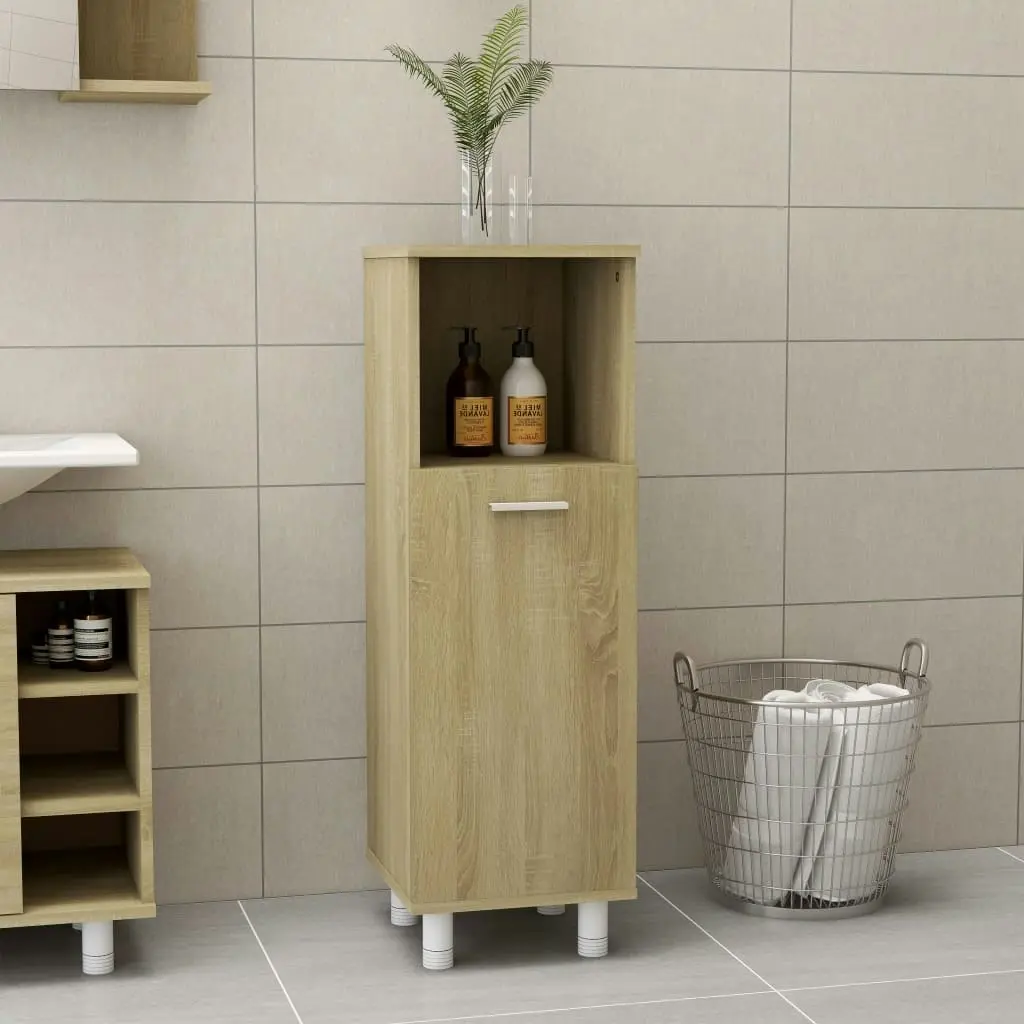 Bathroom Cabinet Sonoma Oak 30x30x95 cm Engineered Wood 802618