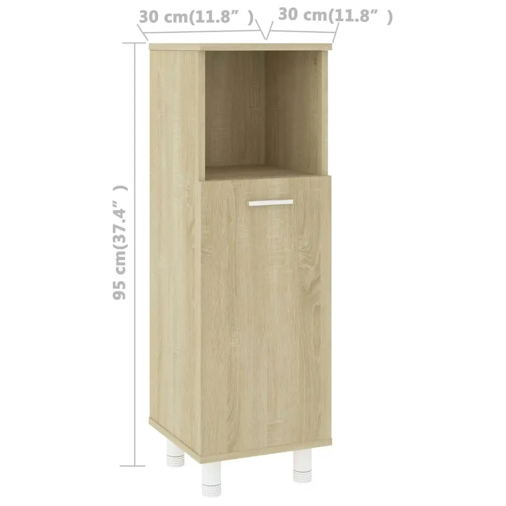 Bathroom Cabinet Sonoma Oak 30x30x95 cm Engineered Wood 802618