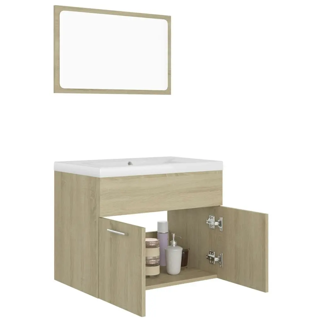 Bathroom Furniture Set Sonoma Oak Engineered Wood 3070868