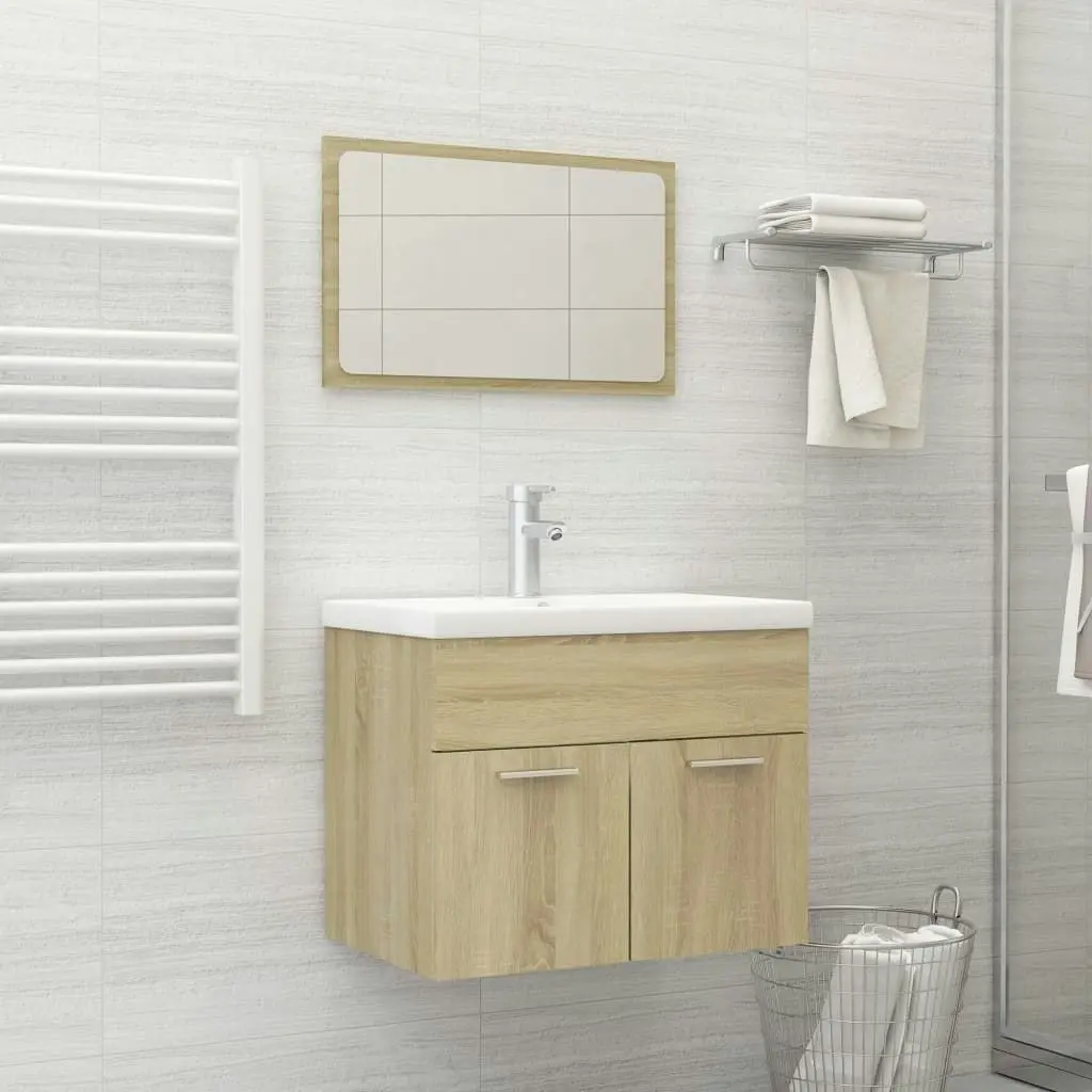 Bathroom Furniture Set Sonoma Oak Engineered Wood 3070868