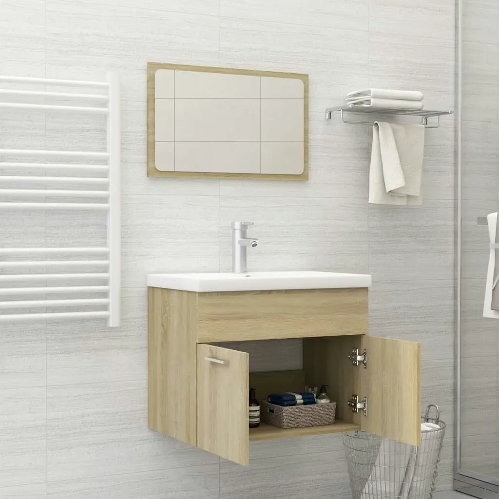 Bathroom Furniture Set Sonoma Oak Engineered Wood 3070868