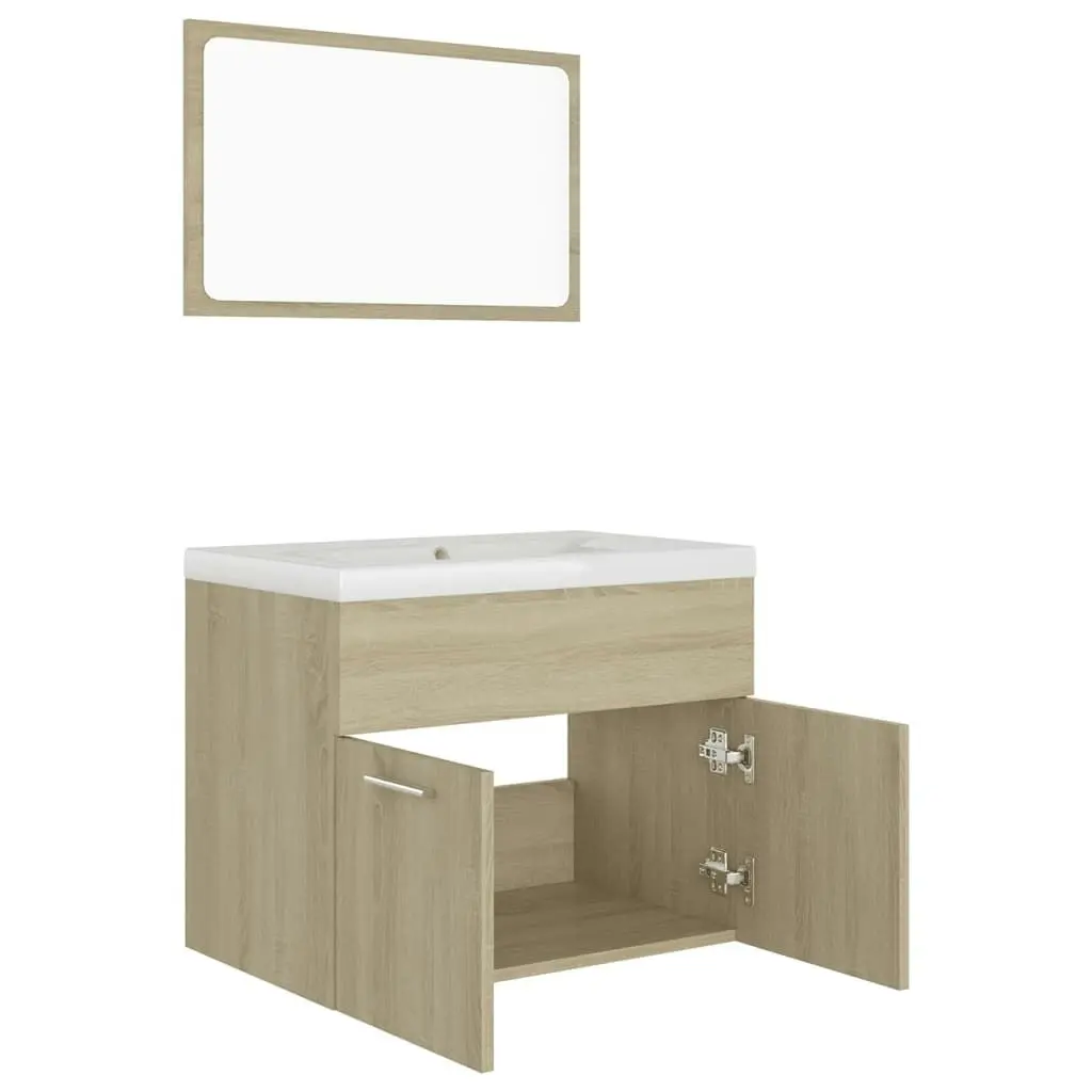 Bathroom Furniture Set Sonoma Oak Engineered Wood 3070868