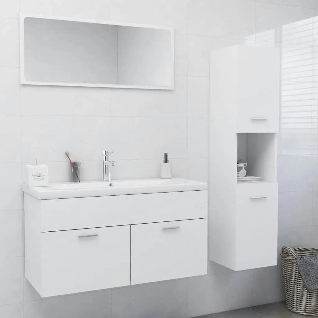 Bathroom Furniture Set White Engineered Wood 3071153