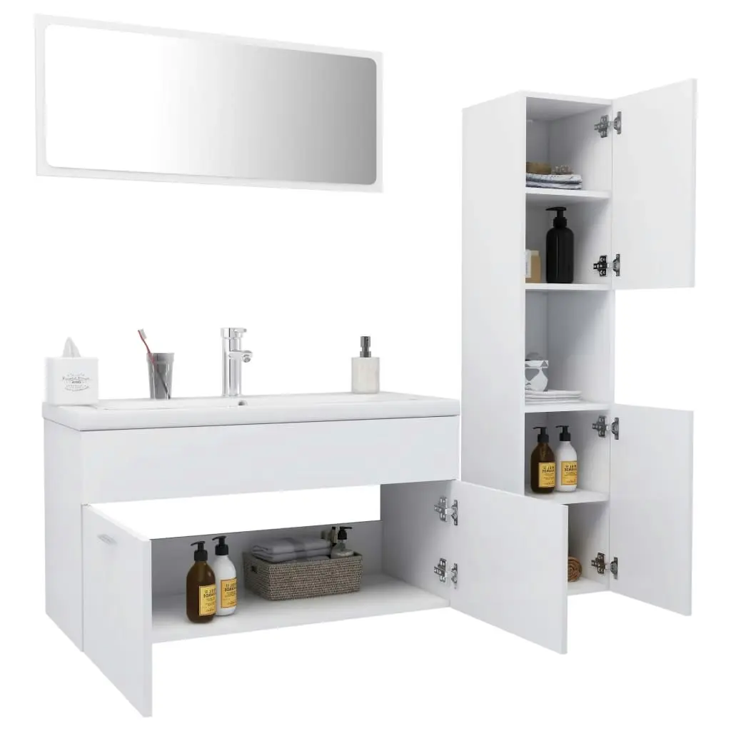 Bathroom Furniture Set White Engineered Wood 3071153