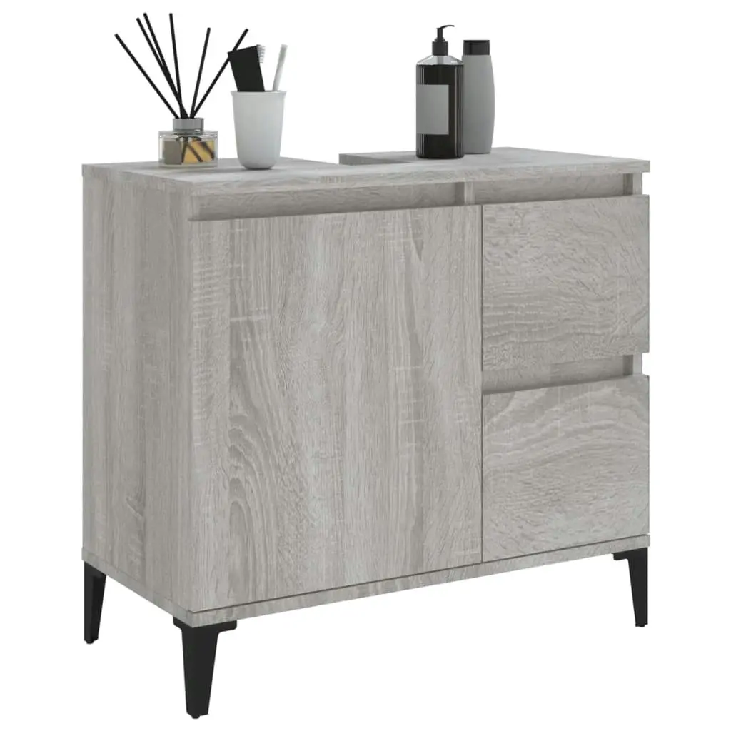 Bathroom Cabinet Grey Sonoma 65x33x60 cm Engineered Wood 819834