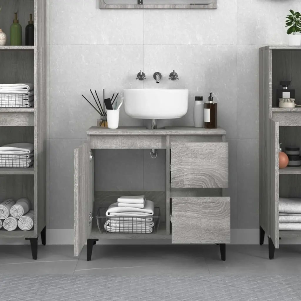 Bathroom Cabinet Grey Sonoma 65x33x60 cm Engineered Wood 819834