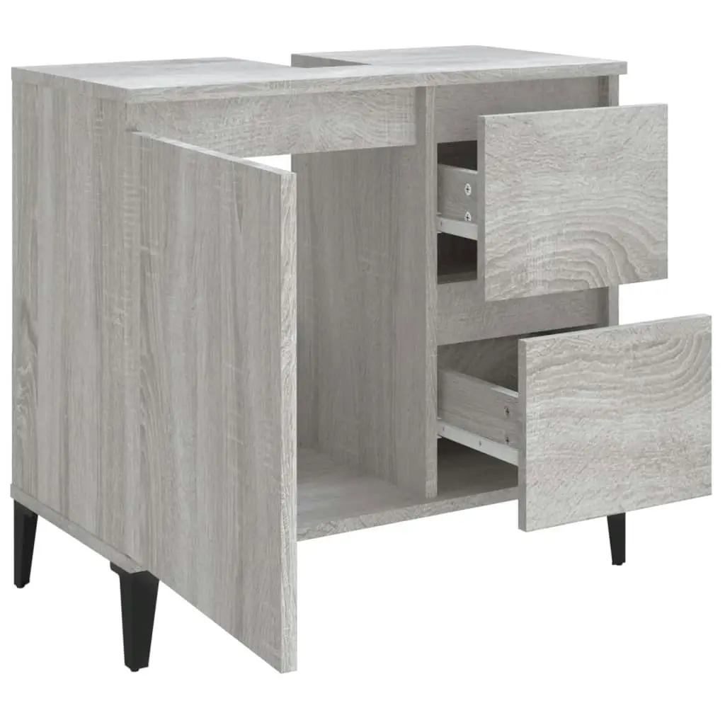 Bathroom Cabinet Grey Sonoma 65x33x60 cm Engineered Wood 819834