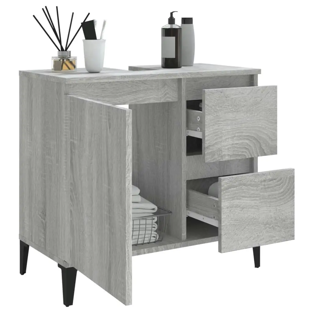 Bathroom Cabinet Grey Sonoma 65x33x60 cm Engineered Wood 819834