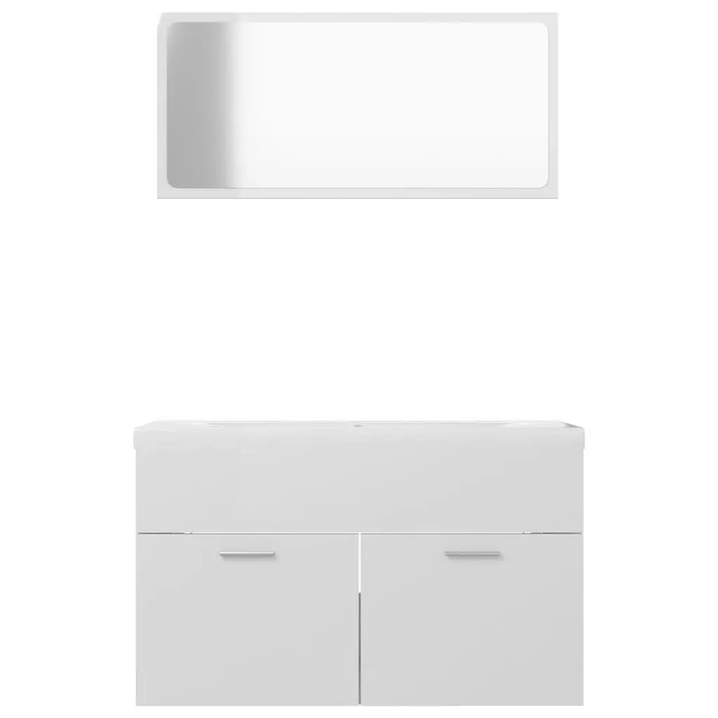 Bathroom Furniture Set High Gloss White Engineered Wood 3070880