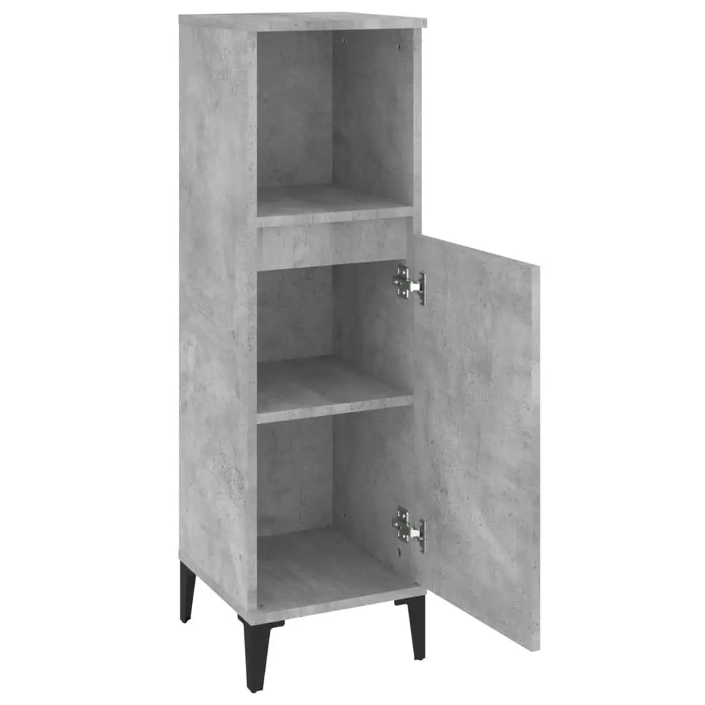 Bathroom Cabinet Concrete Grey 30x30x100 cm Engineered Wood 819816