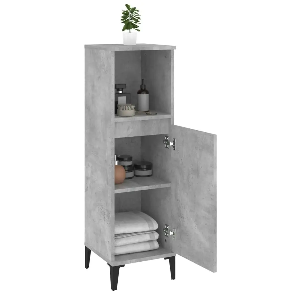 Bathroom Cabinet Concrete Grey 30x30x100 cm Engineered Wood 819816