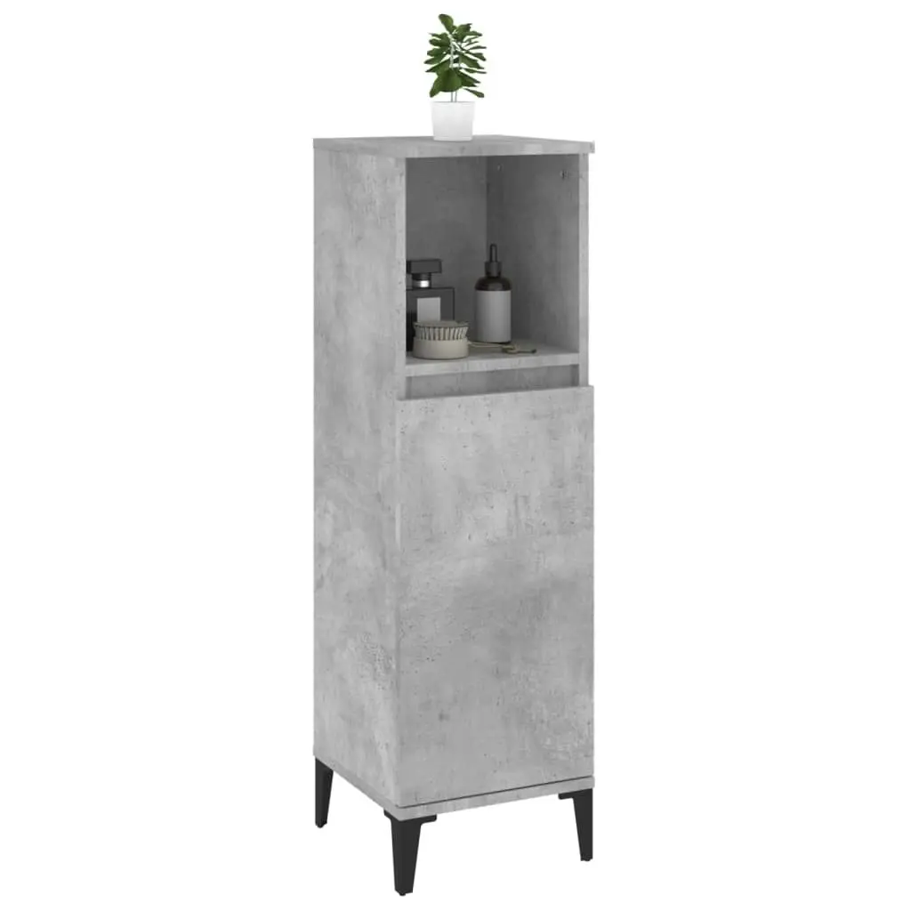 Bathroom Cabinet Concrete Grey 30x30x100 cm Engineered Wood 819816