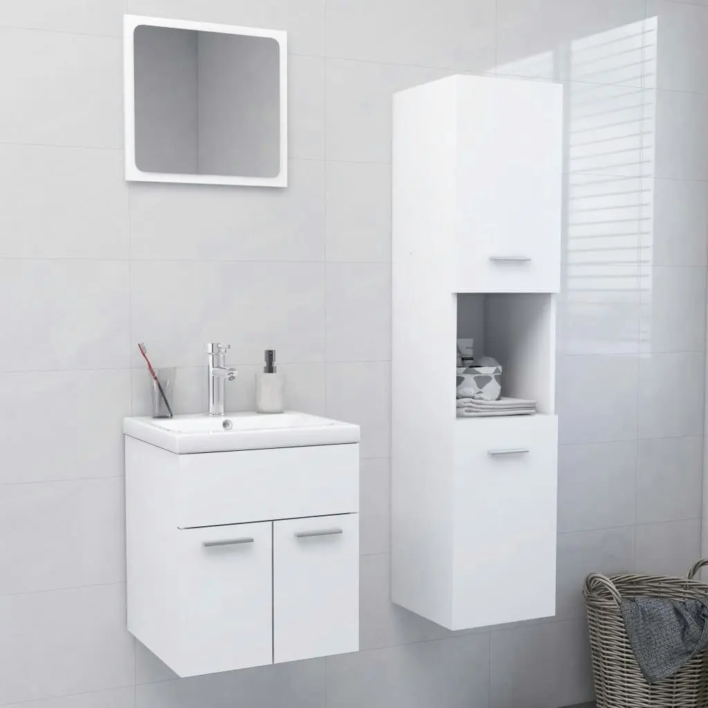 Bathroom Furniture Set White Engineered Wood 3071126