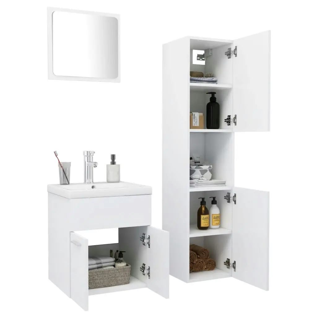 Bathroom Furniture Set White Engineered Wood 3071126