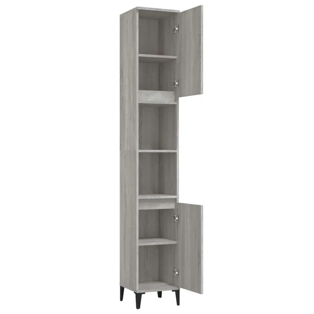 Bathroom Cabinet Grey Sonoma 30x30x190 cm Engineered Wood 819802