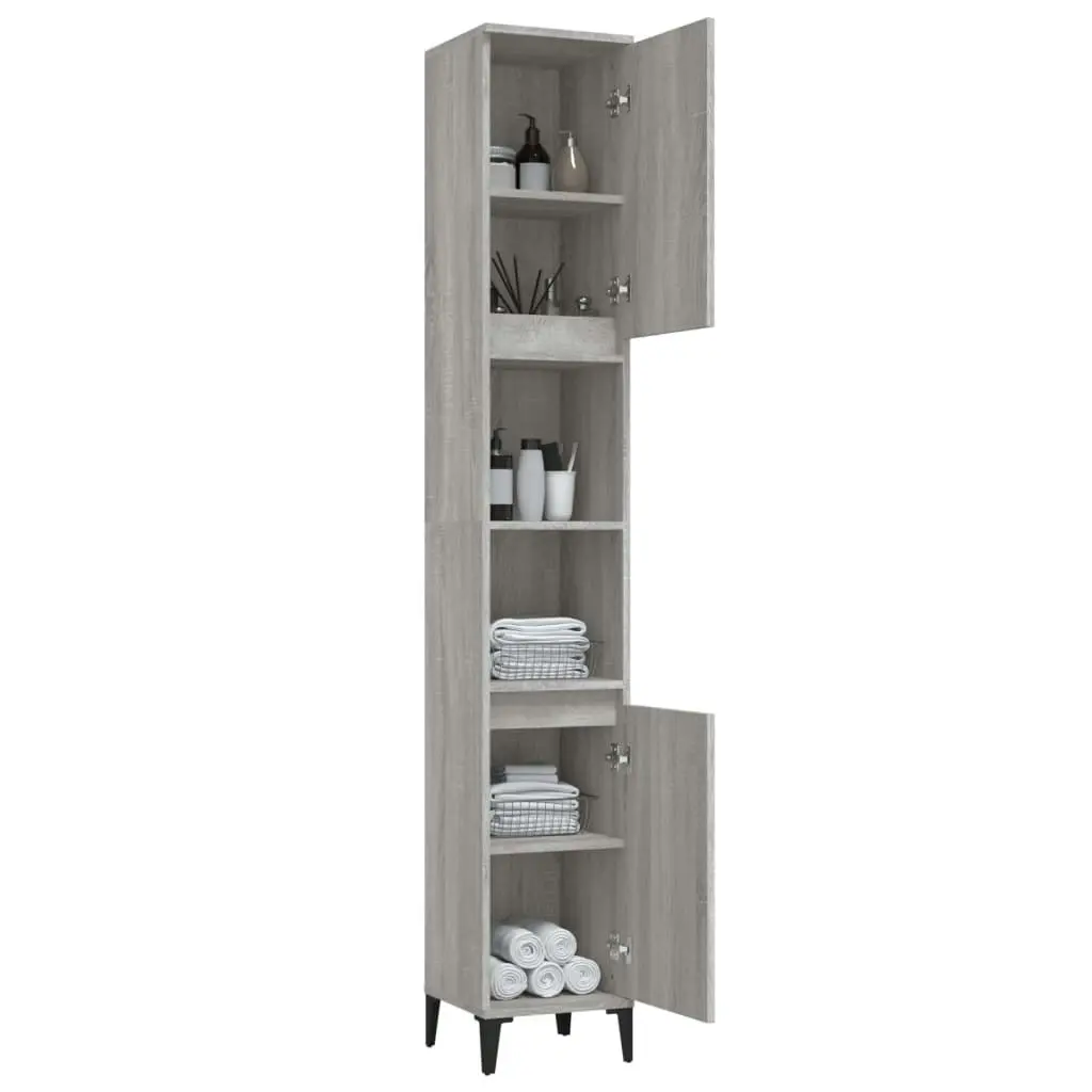 Bathroom Cabinet Grey Sonoma 30x30x190 cm Engineered Wood 819802