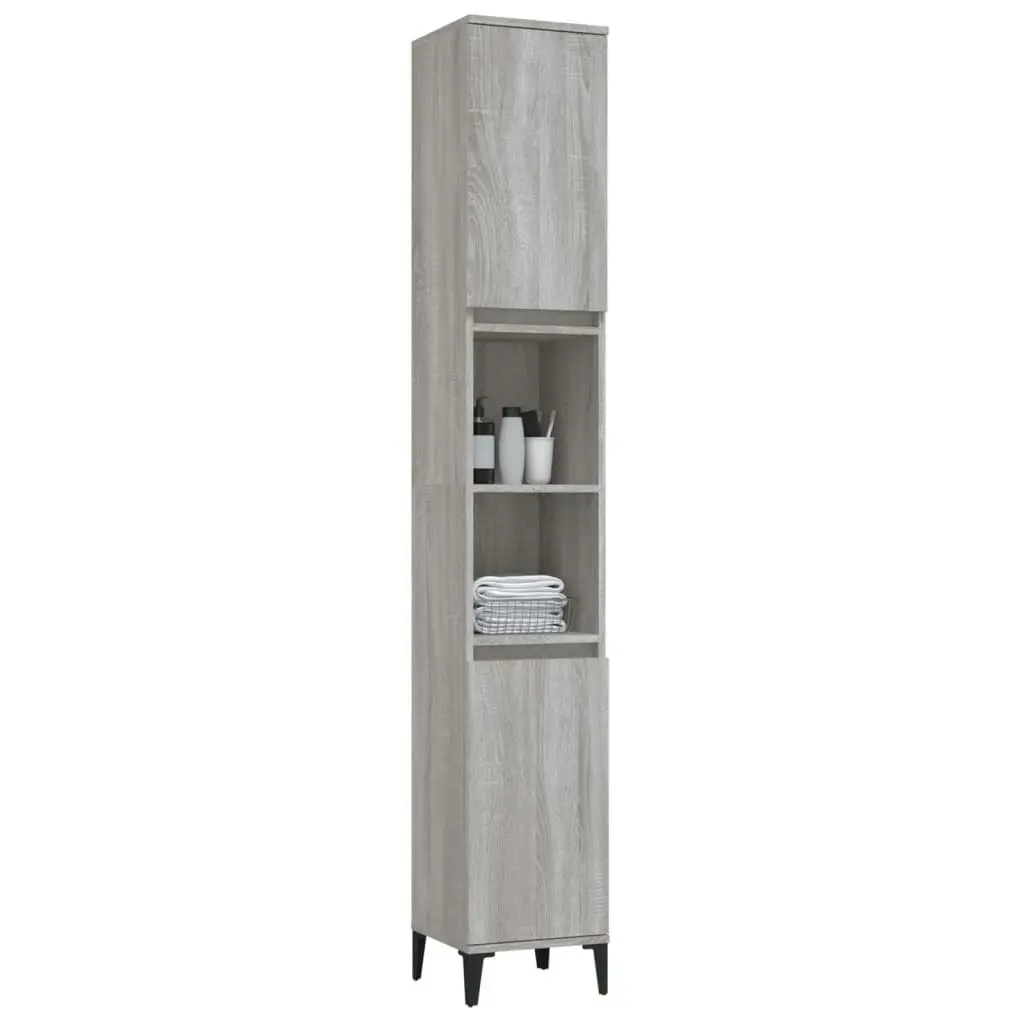 Bathroom Cabinet Grey Sonoma 30x30x190 cm Engineered Wood 819802