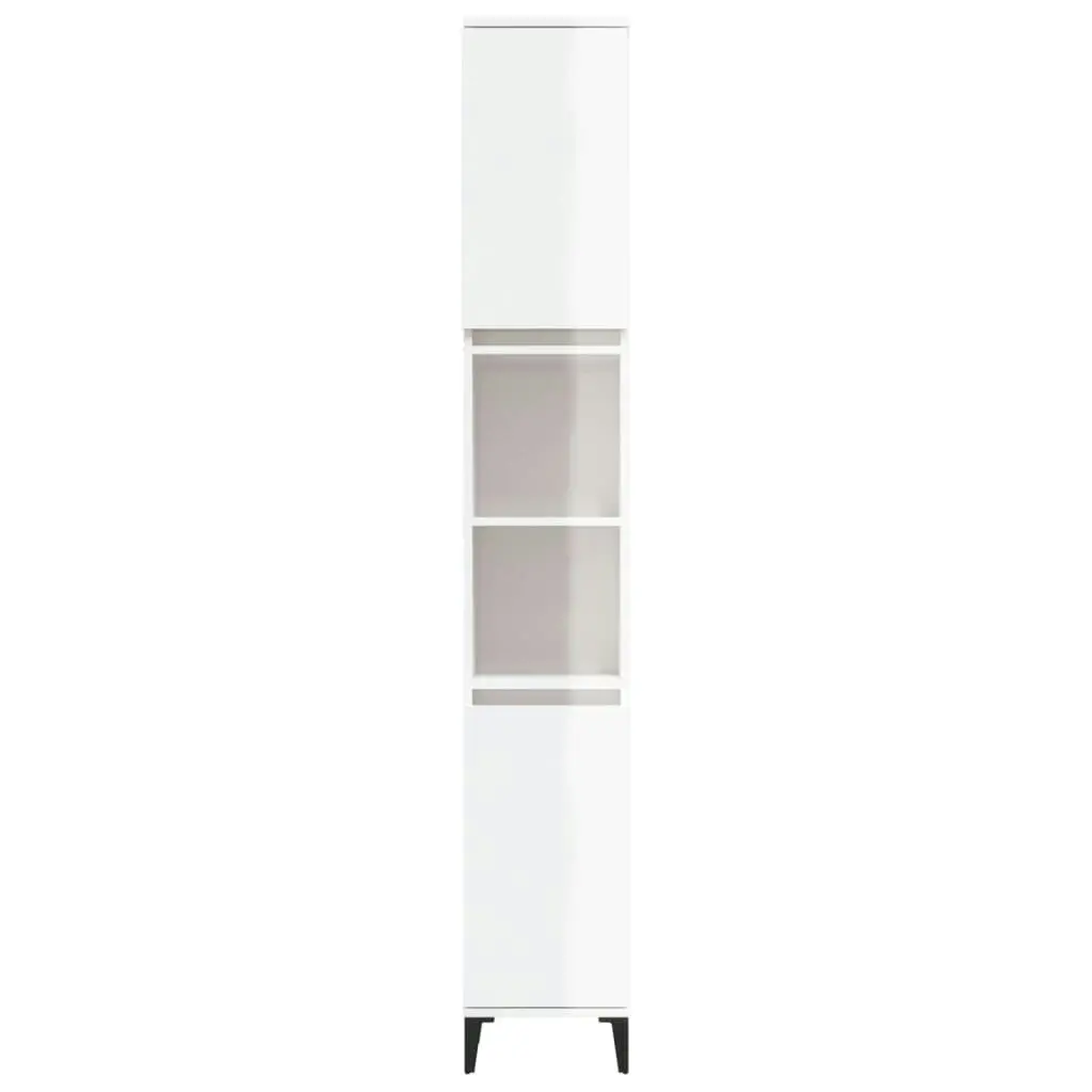 Bathroom Cabinet High Gloss White 30x30x190 cm Engineered Wood 819798