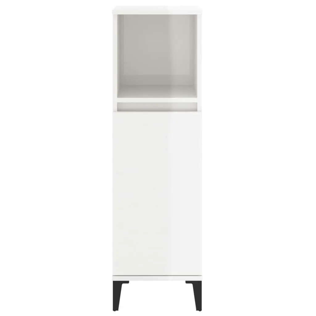 Bathroom Cabinet High Gloss White 30x30x100 cm Engineered Wood 819814