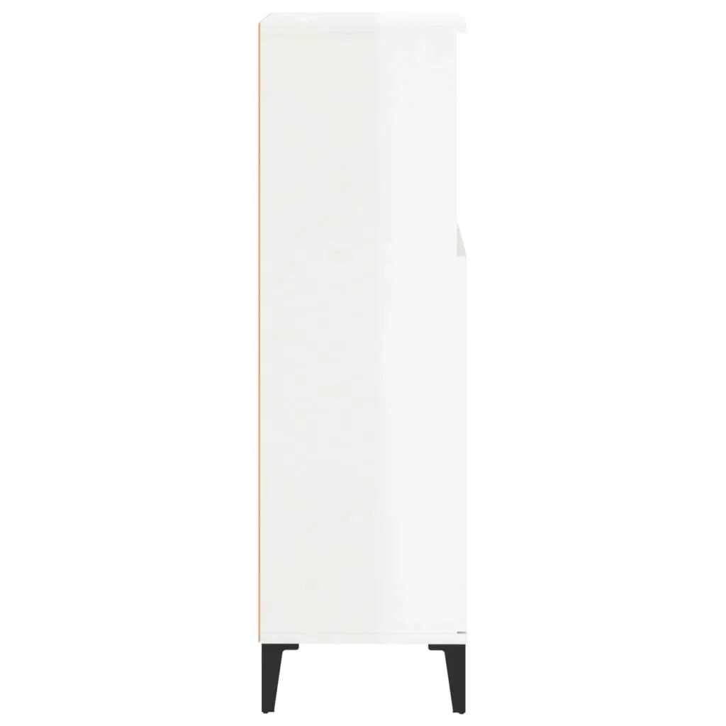 Bathroom Cabinet High Gloss White 30x30x100 cm Engineered Wood 819814