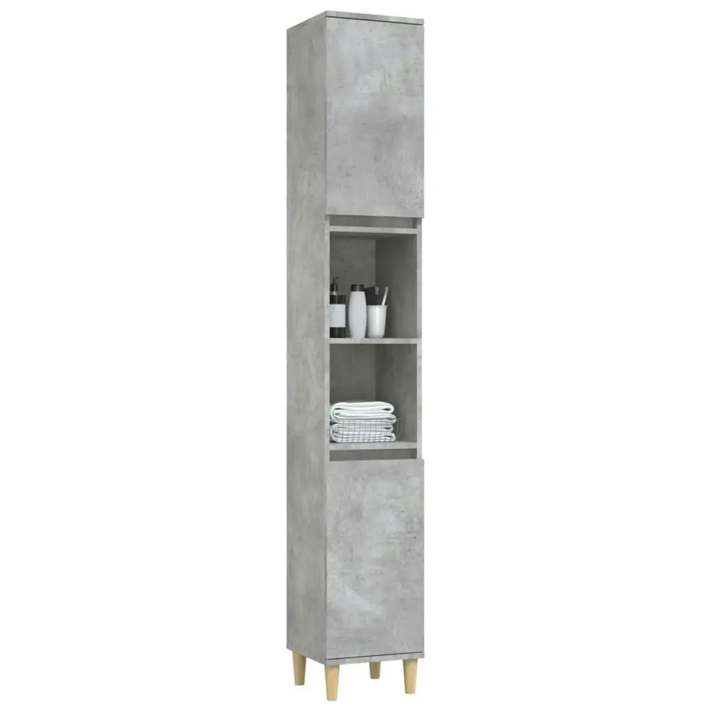 Bathroom Cabinet Concrete Grey 30x30x190 cm Engineered Wood 819792