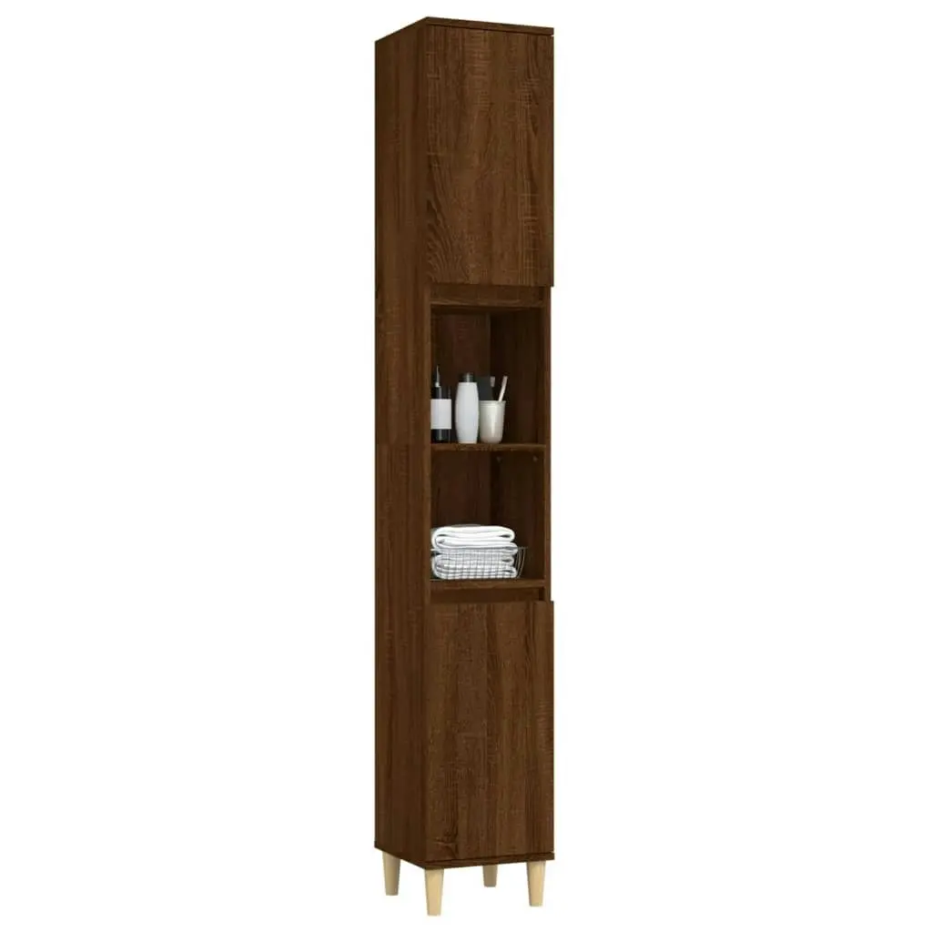 Bathroom Cabinet Brown Oak 30x30x190 cm Engineered Wood 819795