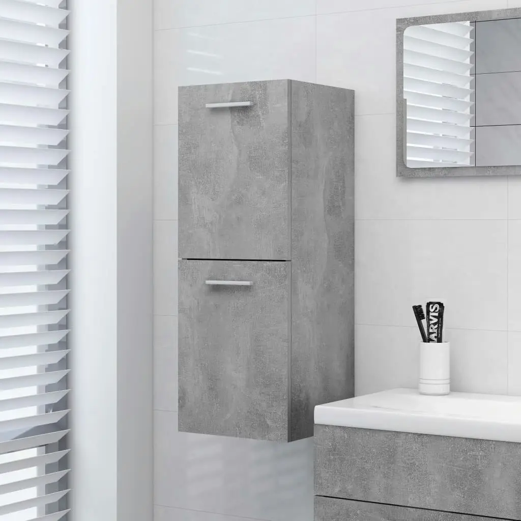 Bathroom Cabinet Concrete Grey 30x30x80 cm Engineered Wood 804992