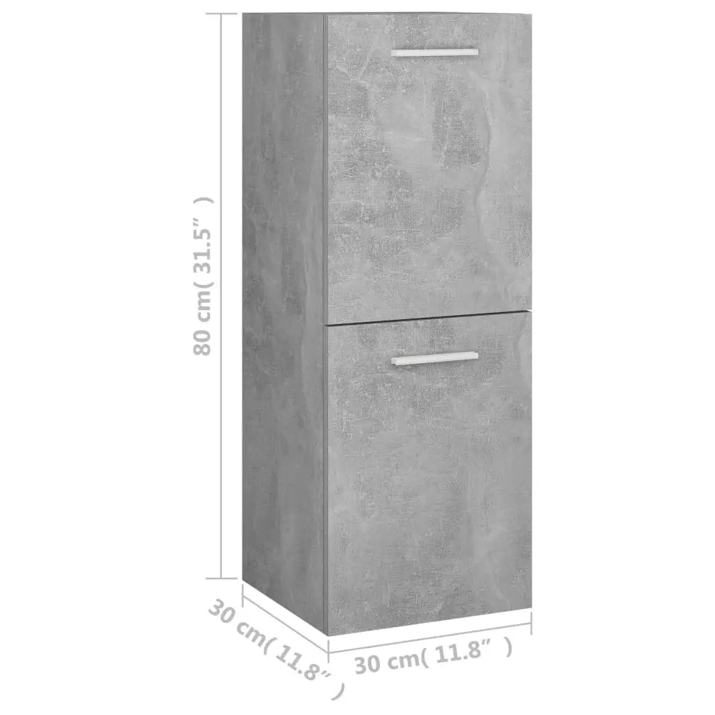 Bathroom Cabinet Concrete Grey 30x30x80 cm Engineered Wood 804992