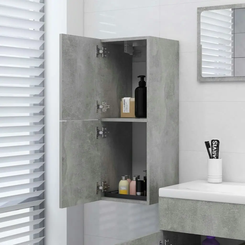 Bathroom Cabinet Concrete Grey 30x30x80 cm Engineered Wood 804992