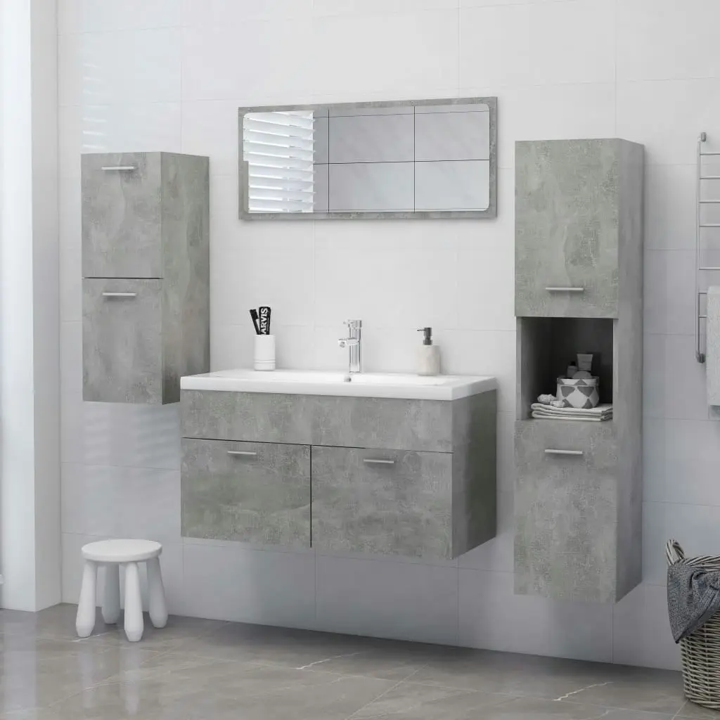 Bathroom Cabinet Concrete Grey 30x30x80 cm Engineered Wood 804992