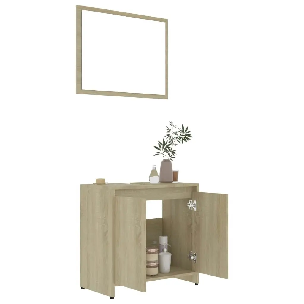 Bathroom Furniture Set Sonoma Oak Engineered Wood 802654