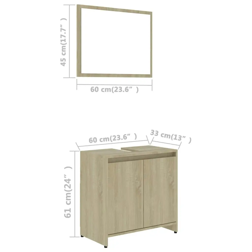 Bathroom Furniture Set Sonoma Oak Engineered Wood 802654