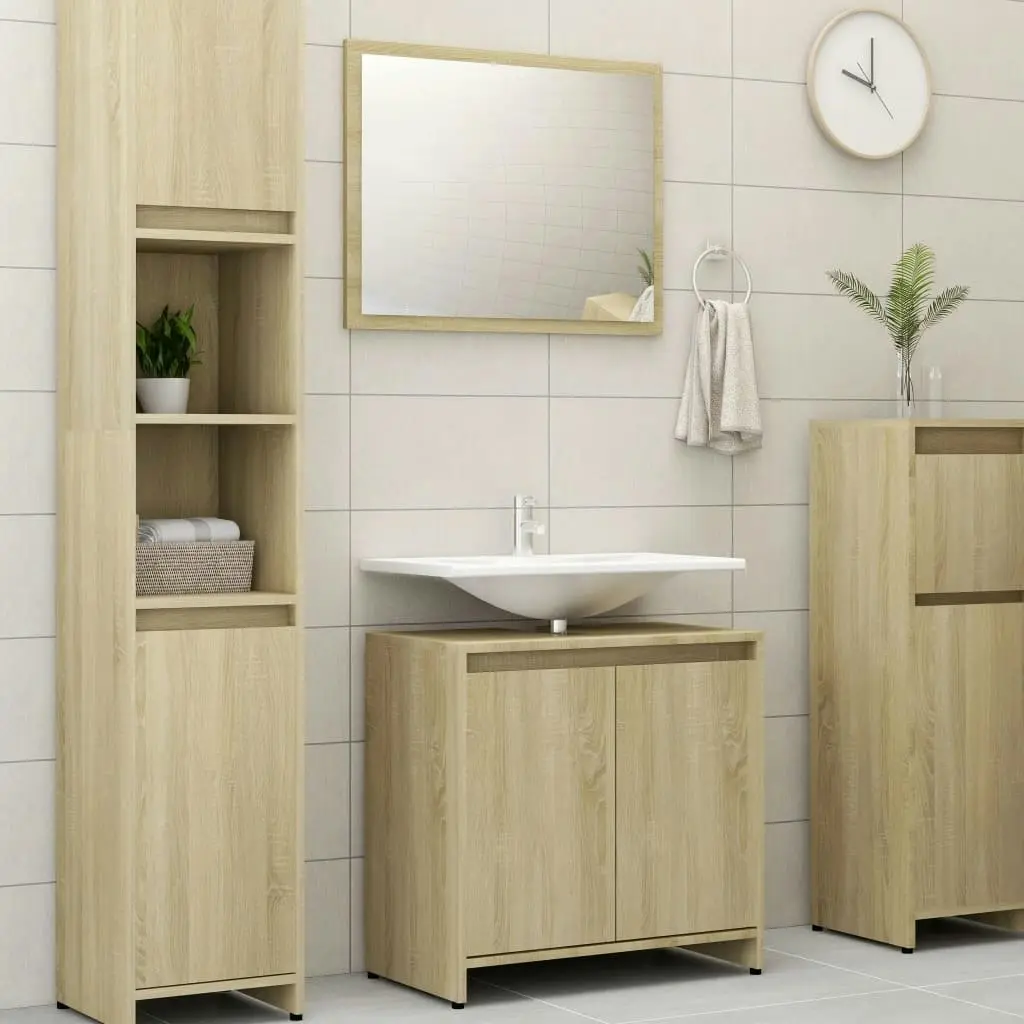 Bathroom Furniture Set Sonoma Oak Engineered Wood 802654