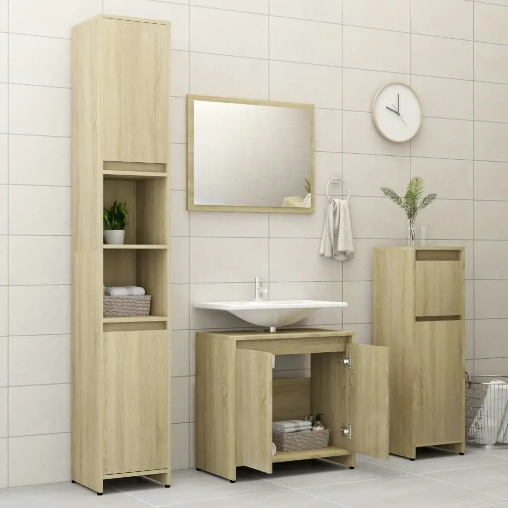 Bathroom Furniture Set Sonoma Oak Engineered Wood 802654