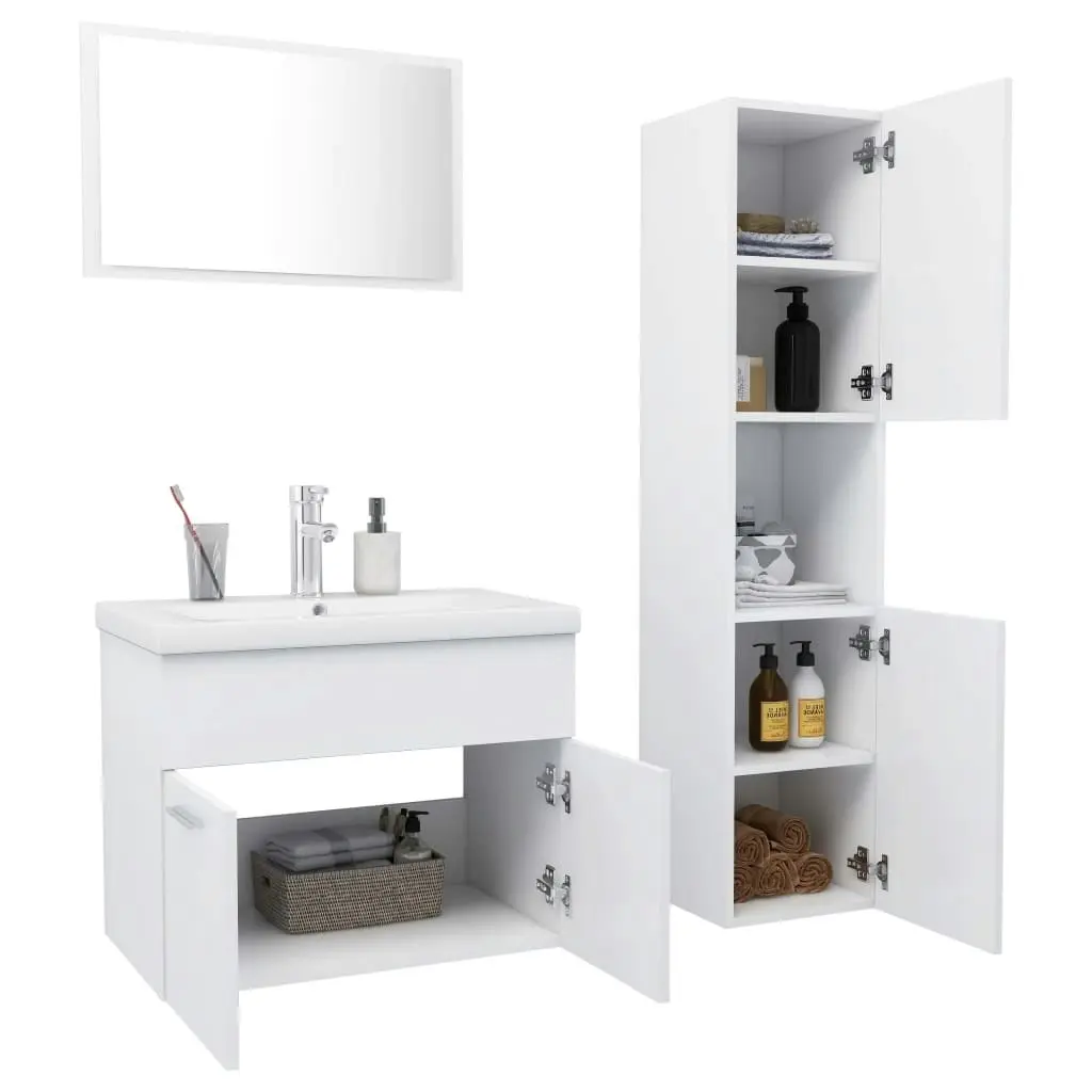 Bathroom Furniture Set White Engineered Wood 3070955