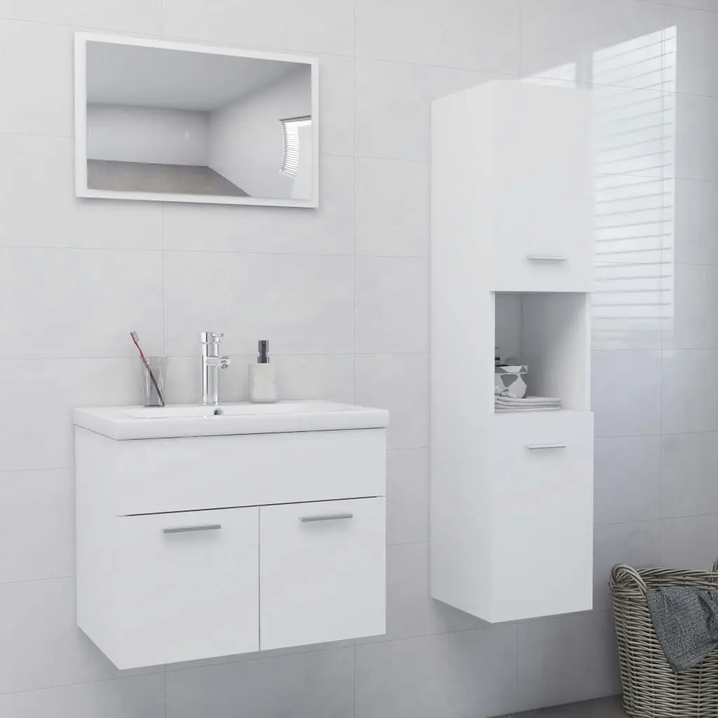 Bathroom Furniture Set White Engineered Wood 3070955