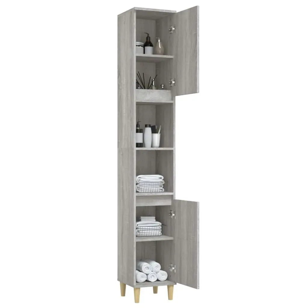 Bathroom Cabinet Grey Sonoma 30x30x190 cm Engineered Wood 819794