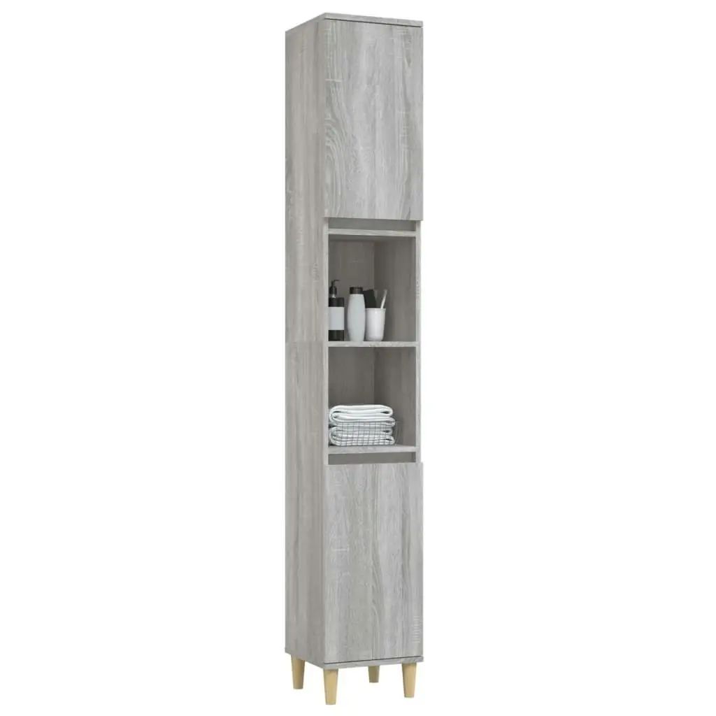 Bathroom Cabinet Grey Sonoma 30x30x190 cm Engineered Wood 819794