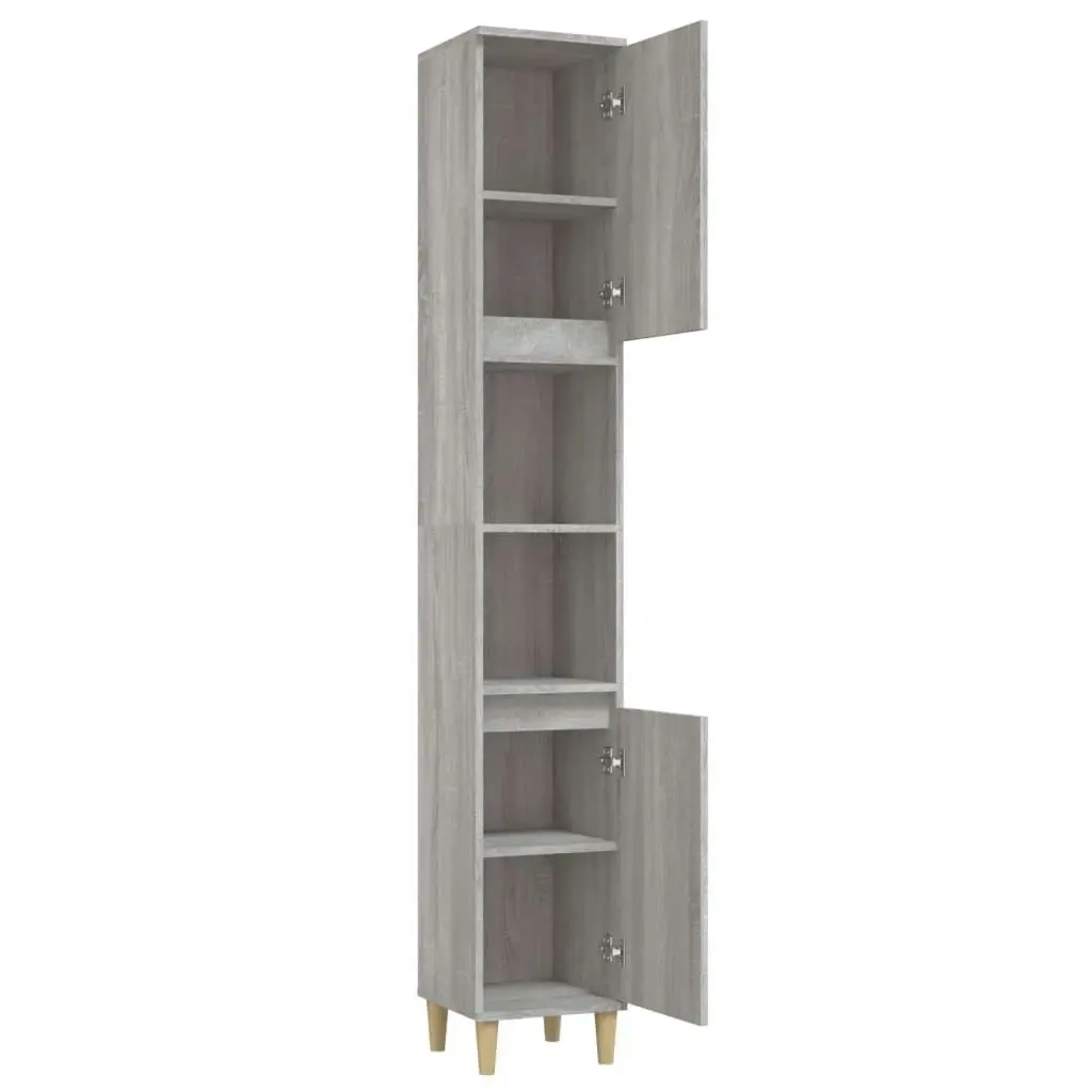 Bathroom Cabinet Grey Sonoma 30x30x190 cm Engineered Wood 819794