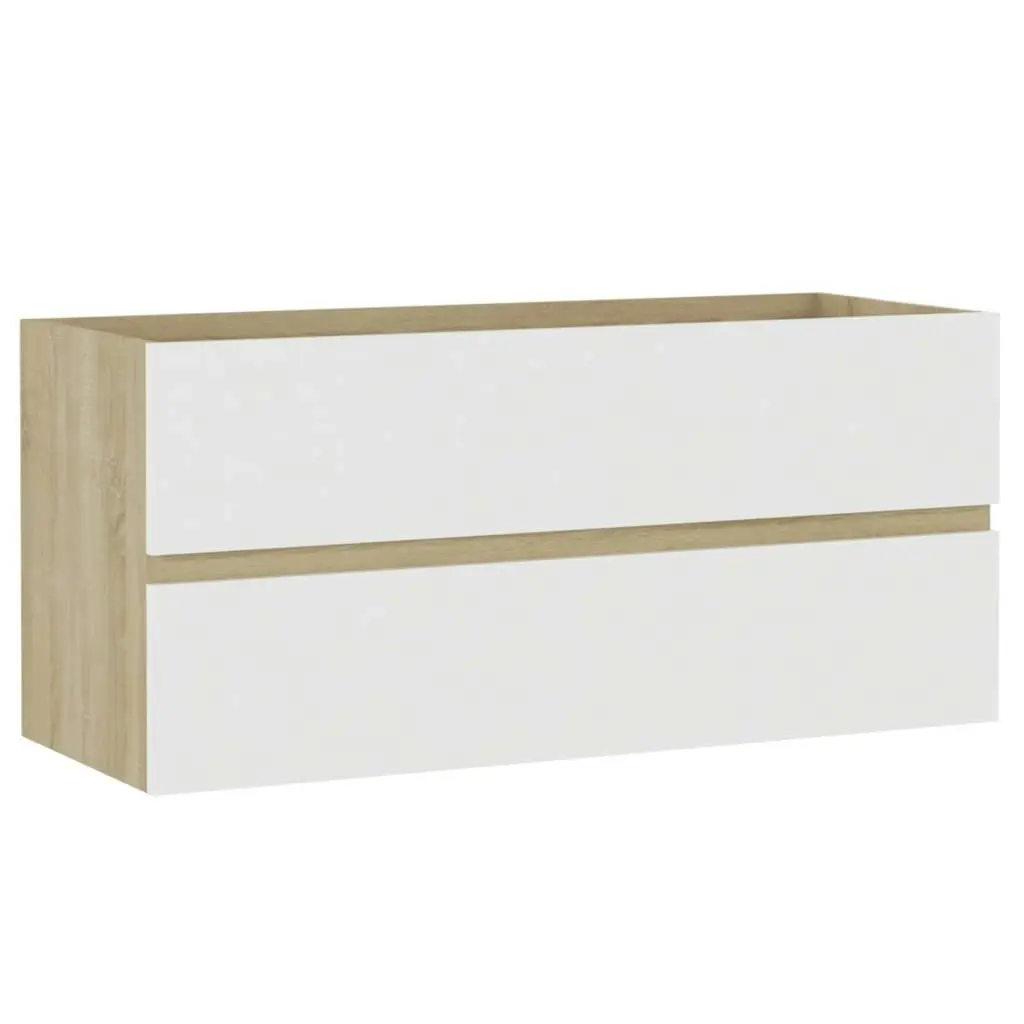 Bathroom Furniture Set White and Sonoma Oak Engineered Wood 3071617