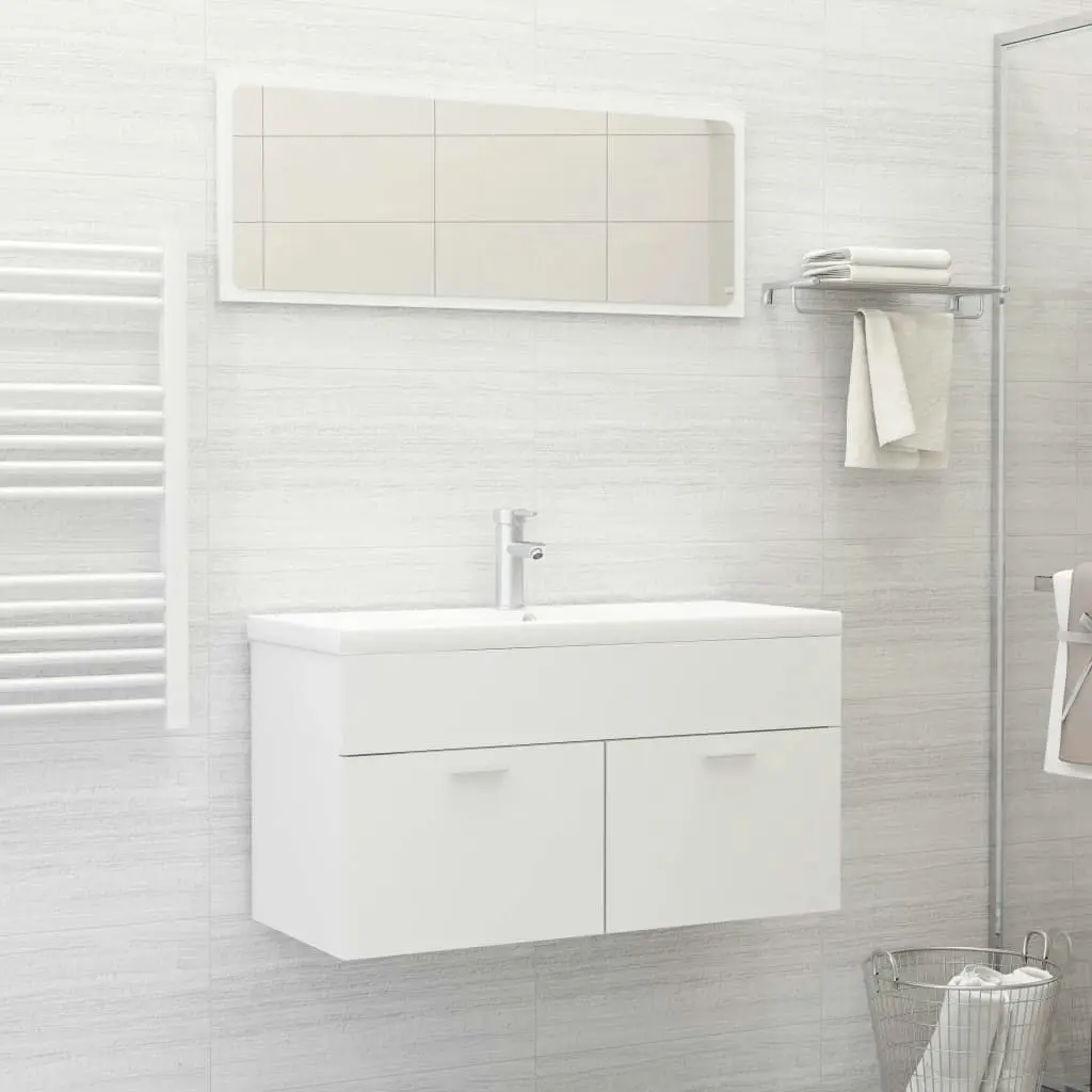 Bathroom Furniture Set White Engineered Wood 3070883