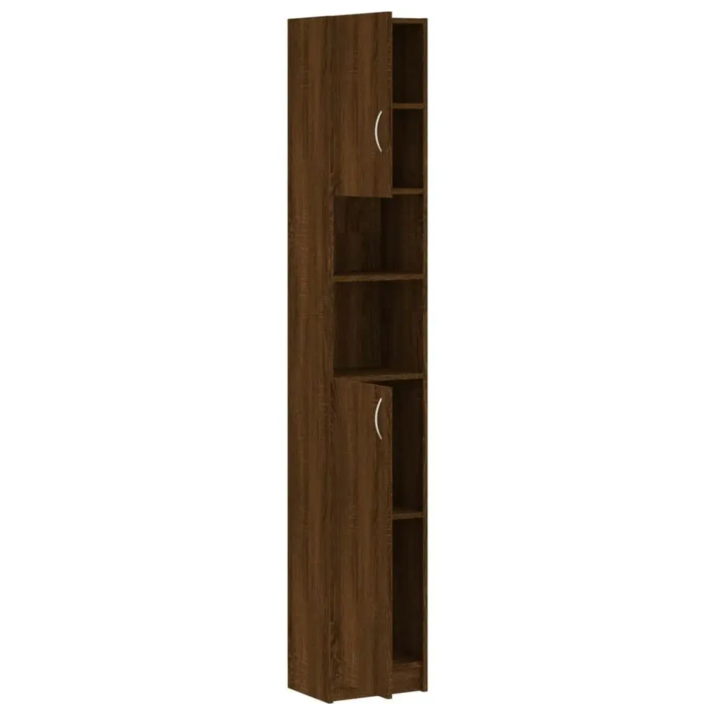 Bathroom Cabinet Brown Oak 32x25.5x190 cm Engineered Wood 815539