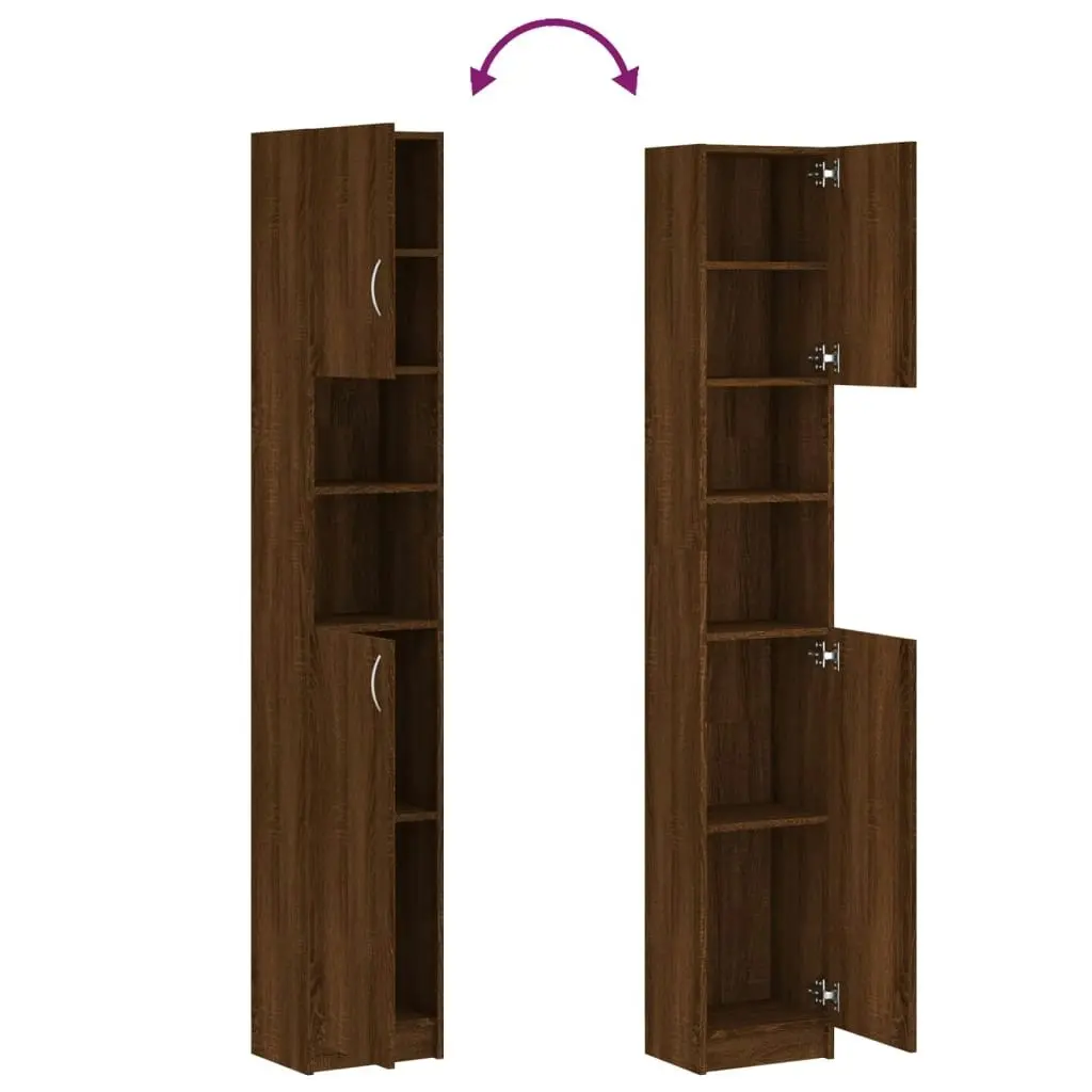 Bathroom Cabinet Brown Oak 32x25.5x190 cm Engineered Wood 815539