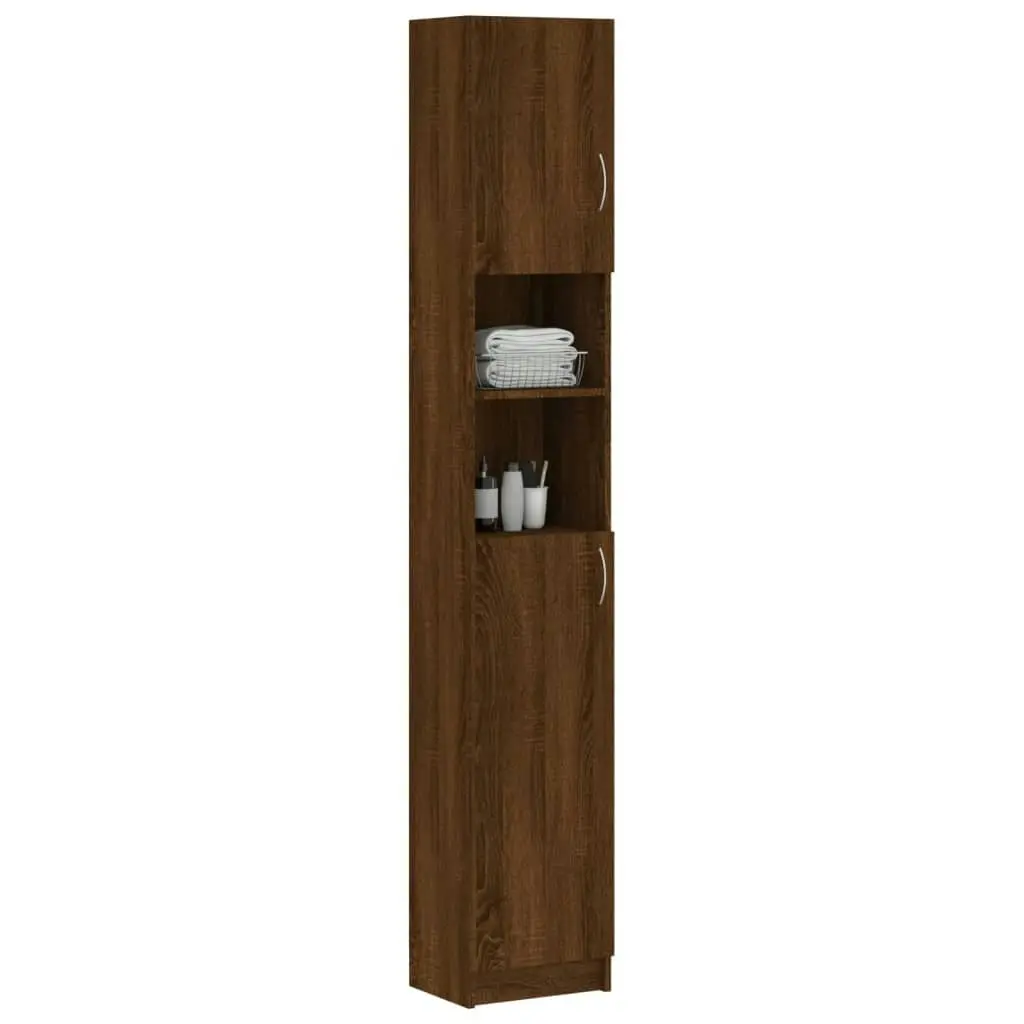 Bathroom Cabinet Brown Oak 32x25.5x190 cm Engineered Wood 815539