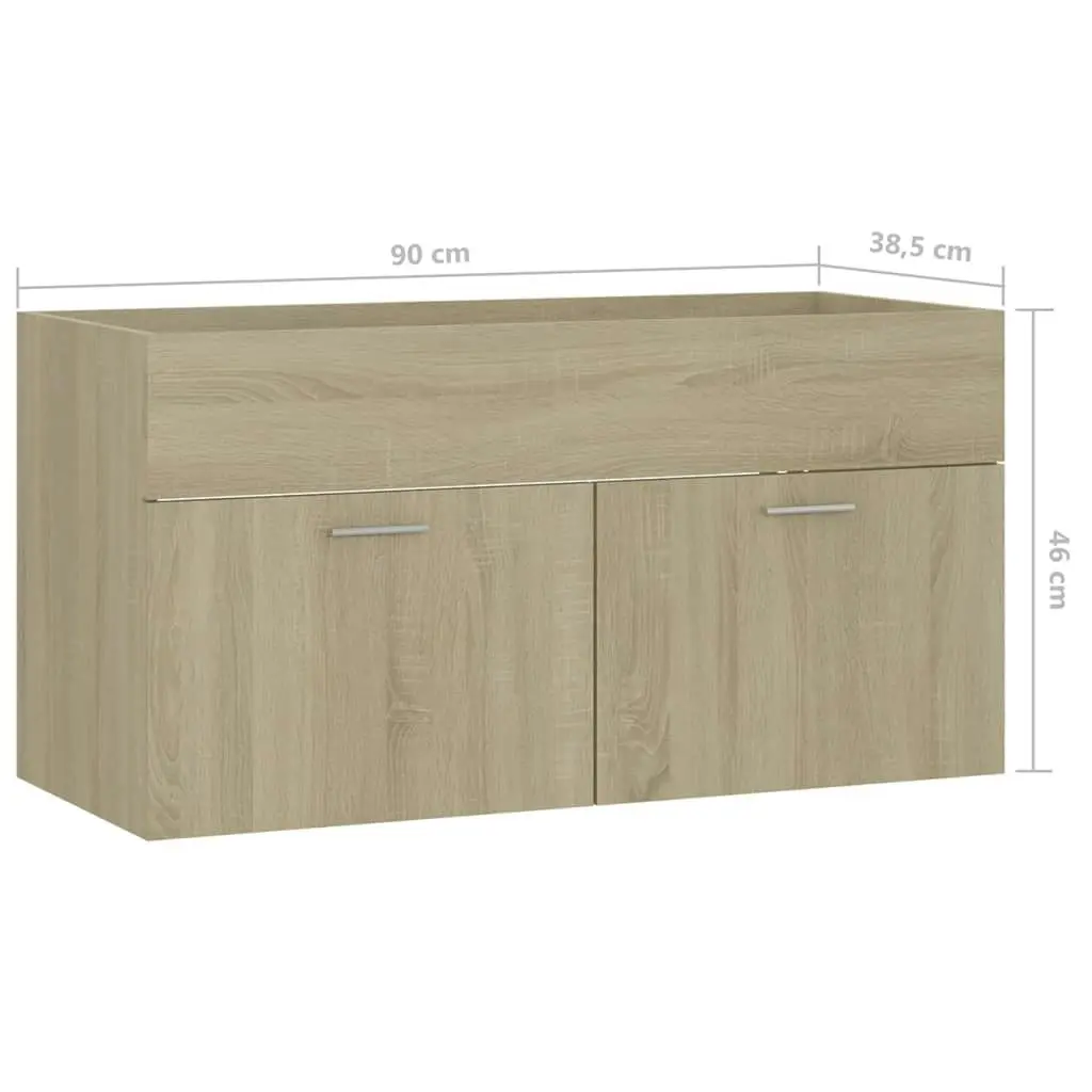 Bathroom Furniture Set Sonoma Oak Engineered Wood 3070886