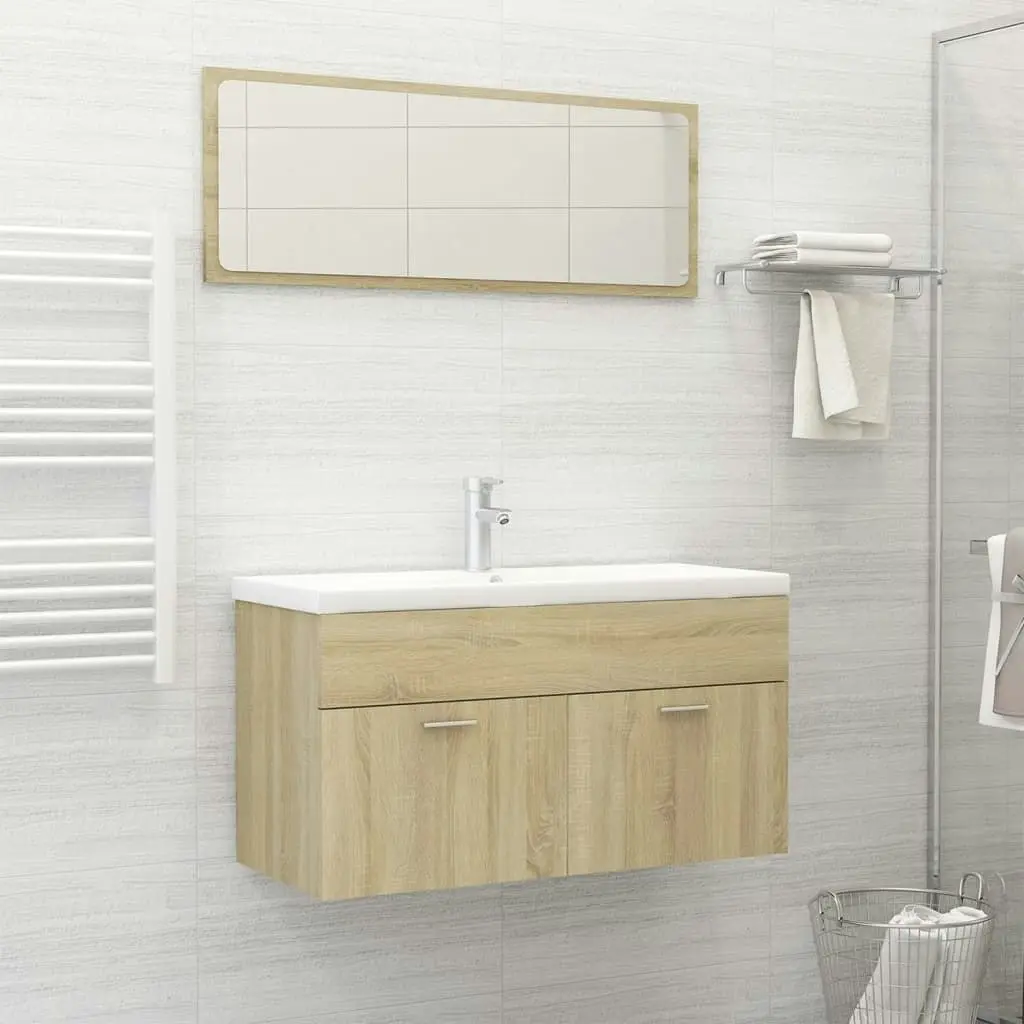 Bathroom Furniture Set Sonoma Oak Engineered Wood 3070886