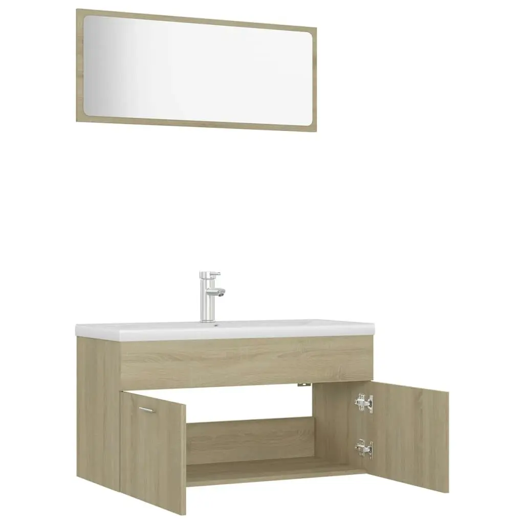 Bathroom Furniture Set Sonoma Oak Engineered Wood 3070886